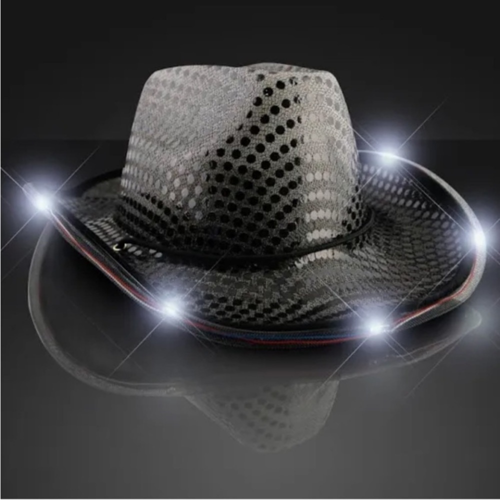 LED Light-Up Black Cowboy Hat ## boot on ground hat